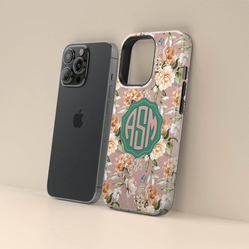 Watercolor Flowers Personalized Monogram iPhone Case